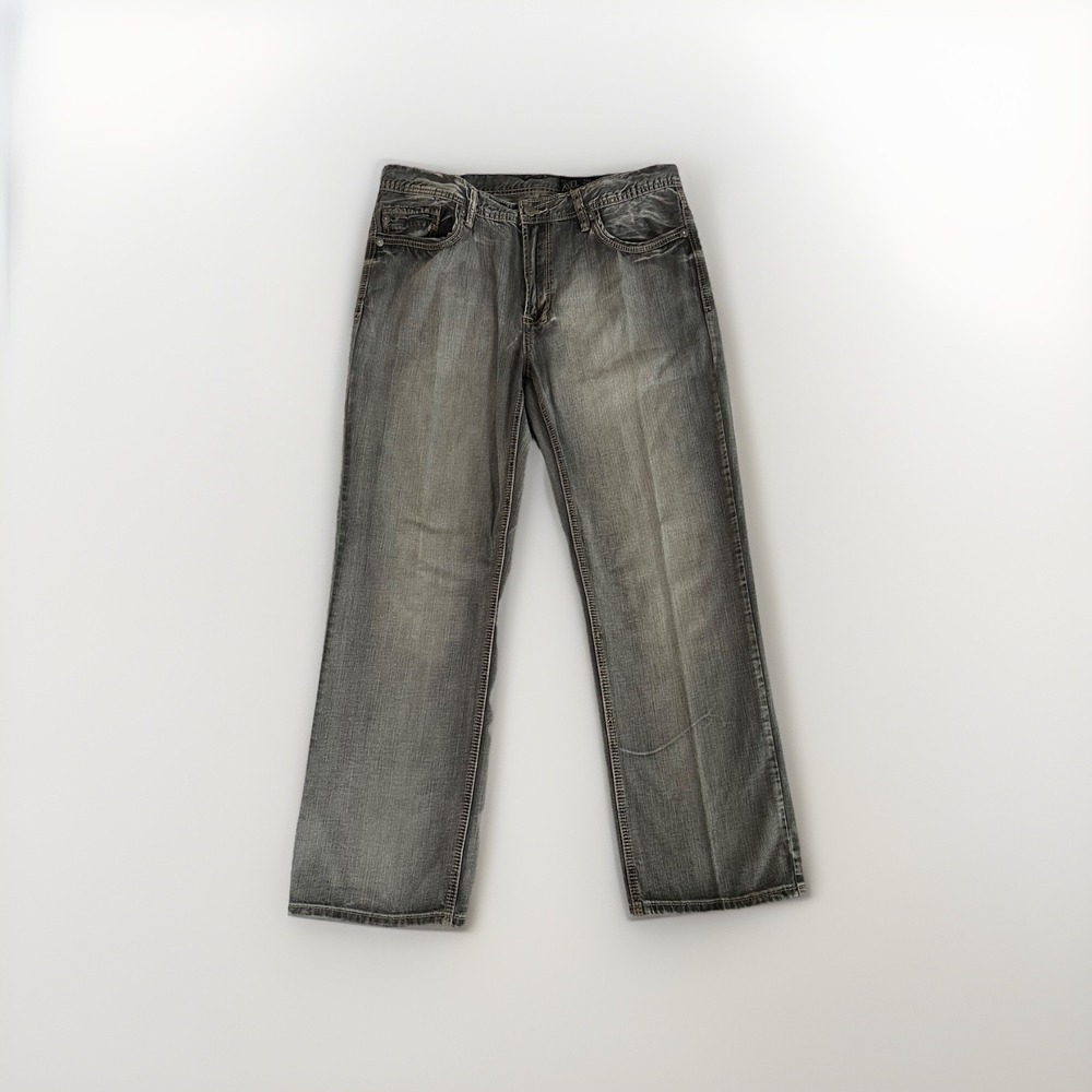 Y2K TK Axel Jeans Mens 38x32 Gray Relaxed Straight Fit Grunge 100% Cotton